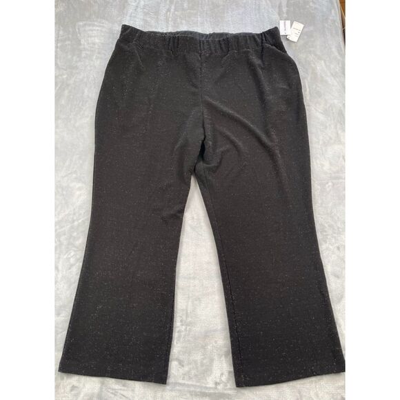 Liz Claiborne Pants Womens 2X Black Metallic Shimmer Cocktail Party Crepe - Picture 4 of 16